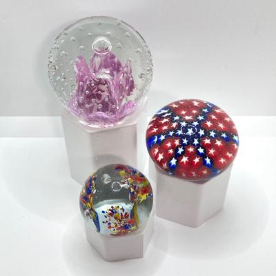 LOT 156: Collection of Three Art Glass Paperweights