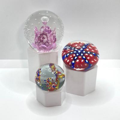 LOT 156: Collection of Three Art Glass Paperweights