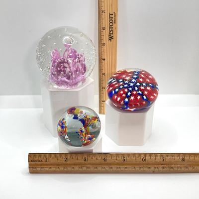 LOT 156: Collection of Three Art Glass Paperweights