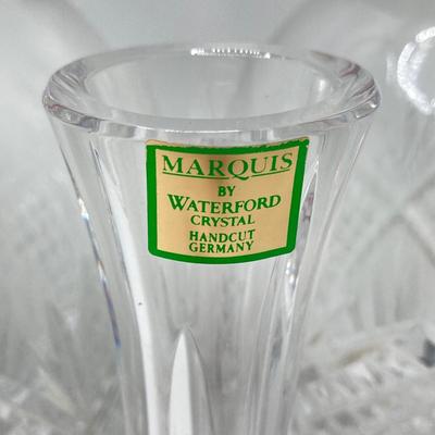 LOT 159: Marquis by Waterford Crystal (Handcut Germany) Bud Vase and Pair of Galena Crystal Vases