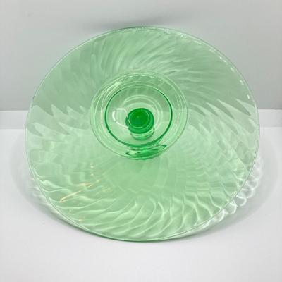 LOT 161: Collection of Spiral Pattern Uranium Glass - Center Handle Serving Dish, Candy Dish and Cup