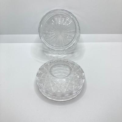 LOT 193: Vintage Yellow Art Glass Perfume Bottle and Cut Glass Hair Receiver
