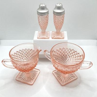 LOT 196: Beautiful Pink Cut Glass Dinnerware Collection