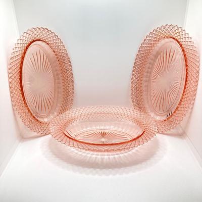 LOT 196: Beautiful Pink Cut Glass Dinnerware Collection