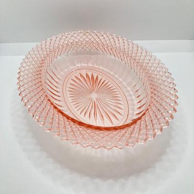 LOT 196: Beautiful Pink Cut Glass Dinnerware Collection
