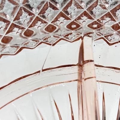 LOT 196: Beautiful Pink Cut Glass Dinnerware Collection