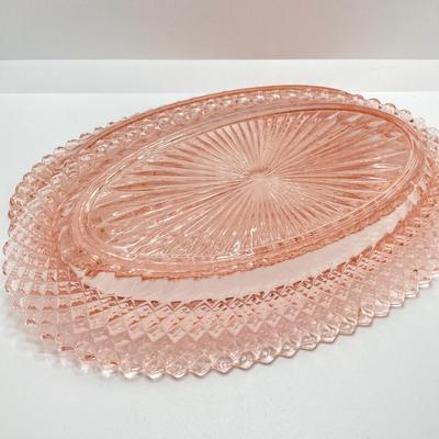 LOT 196: Beautiful Pink Cut Glass Dinnerware Collection