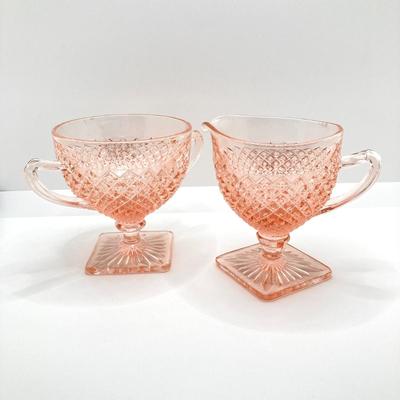 LOT 196: Beautiful Pink Cut Glass Dinnerware Collection