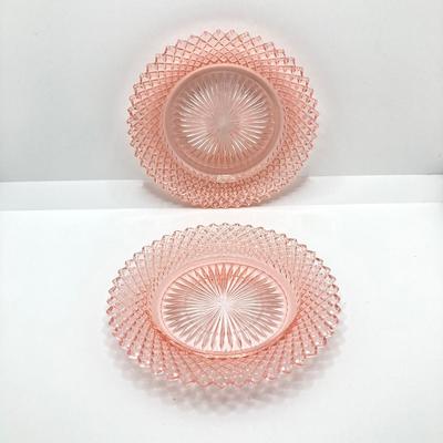 LOT 196: Beautiful Pink Cut Glass Dinnerware Collection