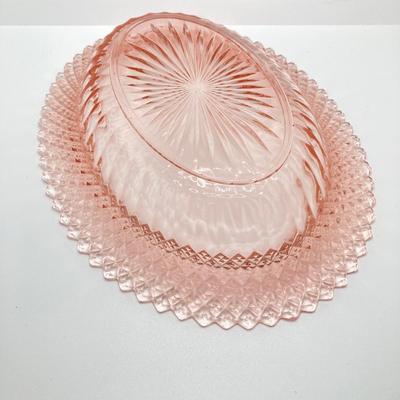 LOT 196: Beautiful Pink Cut Glass Dinnerware Collection