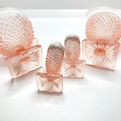 LOT 196: Beautiful Pink Cut Glass Dinnerware Collection