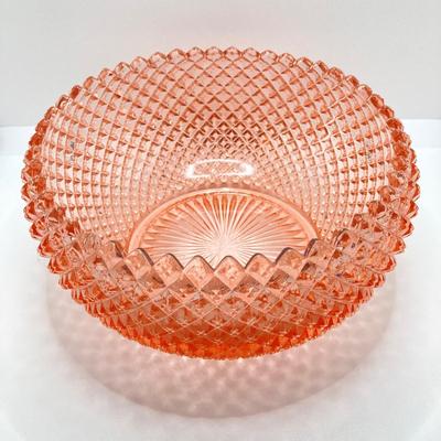 LOT 196: Beautiful Pink Cut Glass Dinnerware Collection