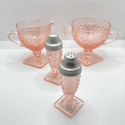 LOT 196: Beautiful Pink Cut Glass Dinnerware Collection