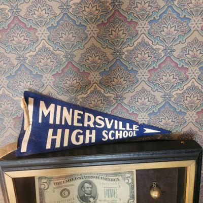 Minersville PA High School Collectibles in Framed Shadow Box