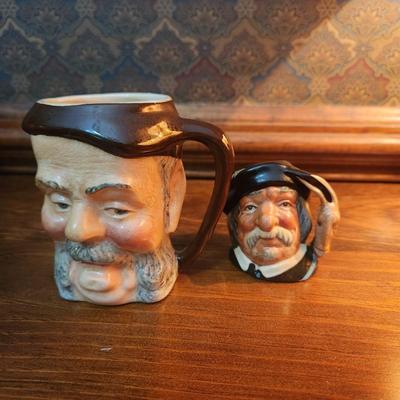 2 Toby Jug Mugs Sir John Falstaff Royal Doulton Sancho Panca w Donkey