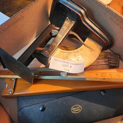 Collectible lot Ideal Postal Scale Slide Rule w case Folding Rulers , Vintage Nobema Drawing Instruments