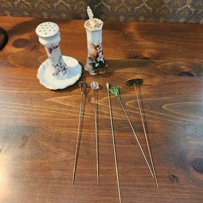 Lot of Hat Pins and holders