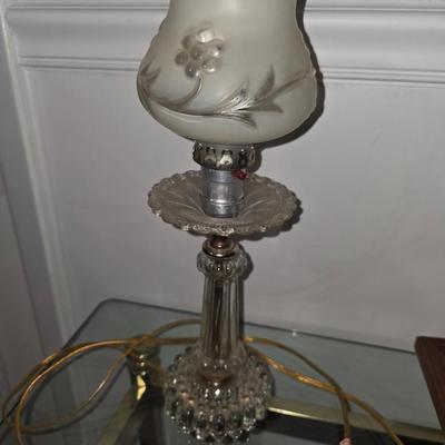 Small Antique Boudoir Glass table lamp