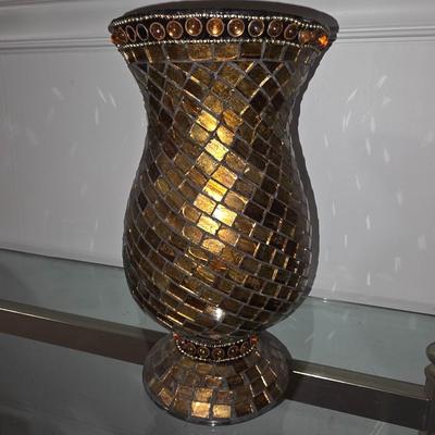Gold tone mosaic vase