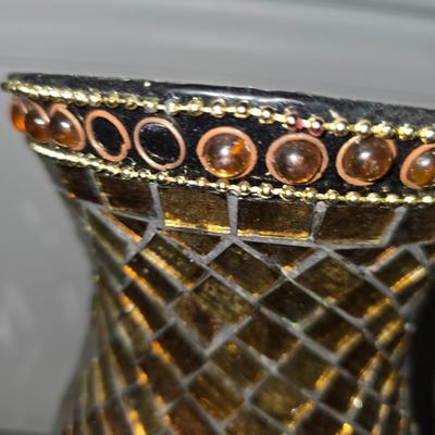 Gold tone mosaic vase