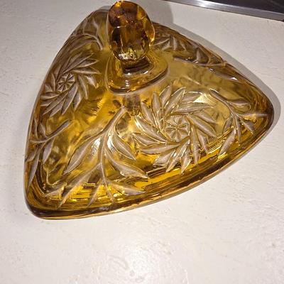 Amber colored candy dish