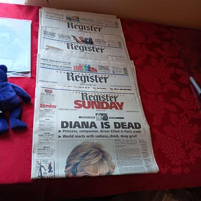 PRINCESS DIANA TY BEANIE BABY, MAGAZINES AND NEWSPAPER PLUS ELTON JOHN TRIBUTE ON CD