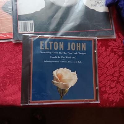 PRINCESS DIANA TY BEANIE BABY, MAGAZINES AND NEWSPAPER PLUS ELTON JOHN TRIBUTE ON CD