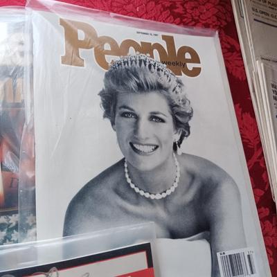 PRINCESS DIANA TY BEANIE BABY, MAGAZINES AND NEWSPAPER PLUS ELTON JOHN TRIBUTE ON CD