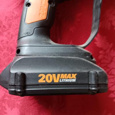 WORX 20V CORDLESS DRILL WITH CHARGER AND 2 BATTERIES. PANAVISE & CASTERS