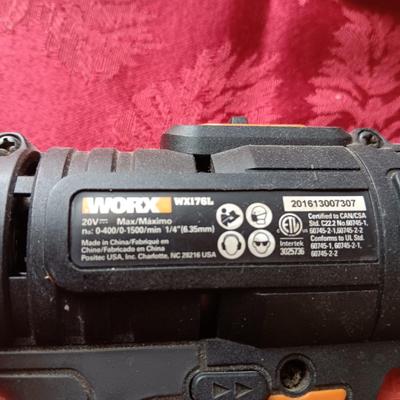 WORX 20V CORDLESS DRILL WITH CHARGER AND 2 BATTERIES. PANAVISE & CASTERS