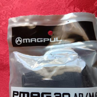 4 MAGPUL PMAG 30 AR/M4, HOLSTER AND A FOAM SKULL IN ROUGH SHAPE