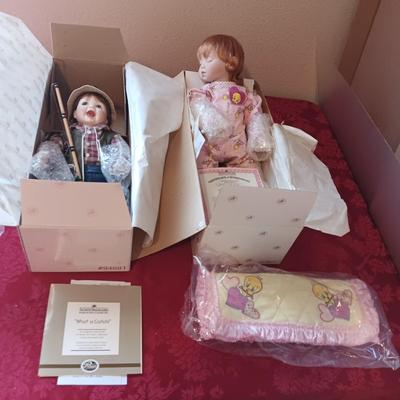 2 ASHTON-DRAKE PORCELAIN DOLLS "TWEET DREAMS" & "WHAT A CATCH"