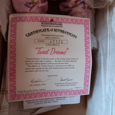 2 ASHTON-DRAKE PORCELAIN DOLLS "TWEET DREAMS" & "WHAT A CATCH"