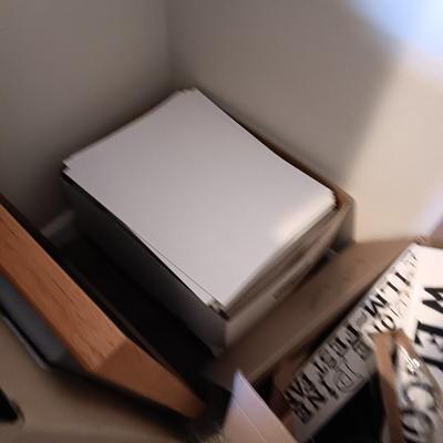 BANKERS BOX OVERFLOWING WITH 11 X 14 PIECES OF CARDBOARD/BACKING