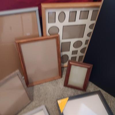 24 X 18 CHLOROPLAST, TWO 12" SQUARE SHADOW BOXES AND A VARIETY OF FRAMES