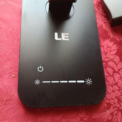 LE ADJUSTABLE LIGHT, TABLETOP FAN AND A SURGE BOX