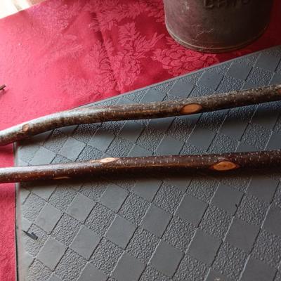 BORDEN-WEIL CHICAGO CAN, 2 WALKING STICKS AND A KITCHEN MAT