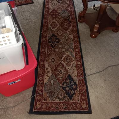 MATCHING 3 HALL RUNNERS, THROW RUG AND A SMALLER AREA RUG