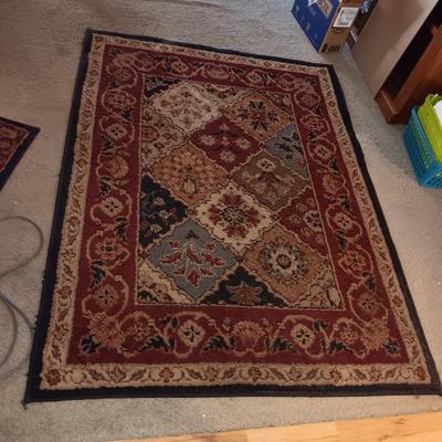MATCHING 3 HALL RUNNERS, THROW RUG AND A SMALLER AREA RUG
