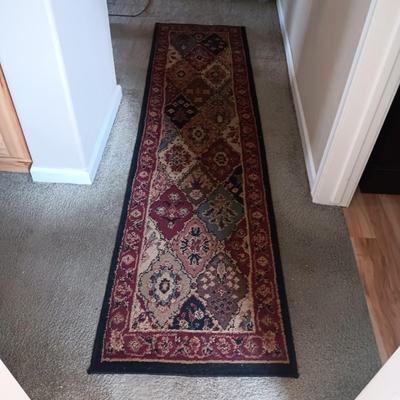 MATCHING 3 HALL RUNNERS, THROW RUG AND A SMALLER AREA RUG
