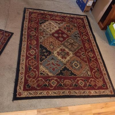 MATCHING 3 HALL RUNNERS, THROW RUG AND A SMALLER AREA RUG
