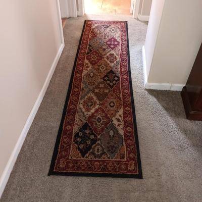 MATCHING 3 HALL RUNNERS, THROW RUG AND A SMALLER AREA RUG