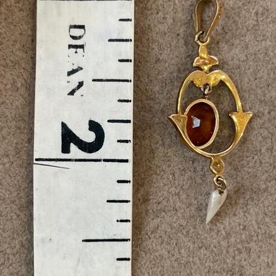 14k seed pearl earrings and citrine and seed pearl 10kh pendant
