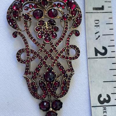 Victorian bohemian deep red brooches