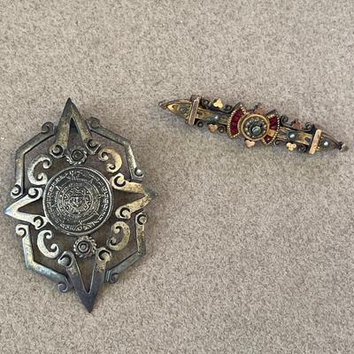 Victorian and Mexican brooches