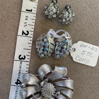 Coro signed brooch and earrings