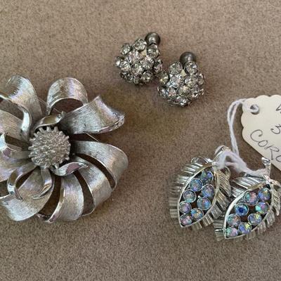 Coro signed brooch and earrings