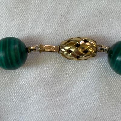14 karat gold, and Malachite beaded necklace