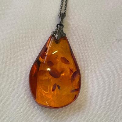 Two Baltic amber teardrop necklaces