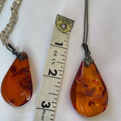 Two Baltic amber teardrop necklaces